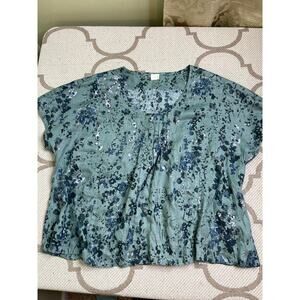 Poetry linen flowy floral water color blouse, size 16